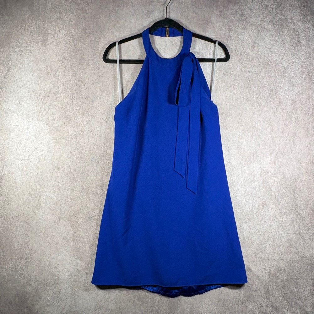 Hutch Mini‎ Dress Women Small Blue Halter Neck Bow Detail Cocktail Party A-Line